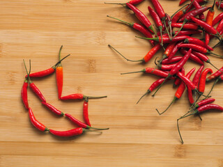 Red chili peppers in lips shape, for Valentine's day.