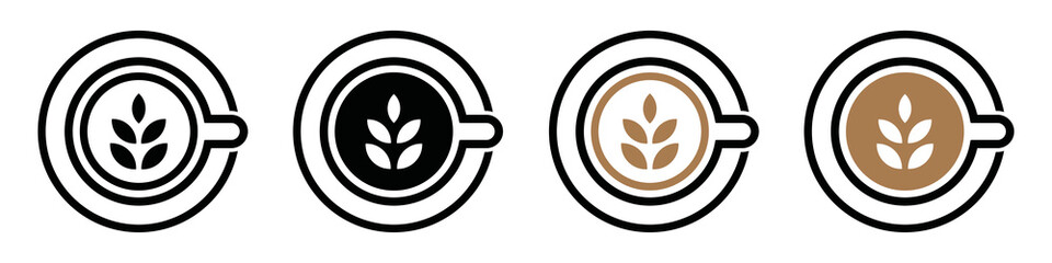 Coffee latte cup. Hot coffee set icon, vector illustration
