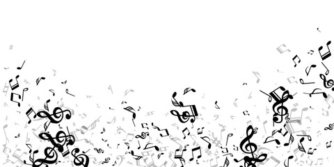 Music notes flying vector pattern. Melody