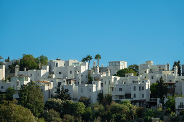 Obraz premium Traditional Bodrum houses view and wonderful blue sky