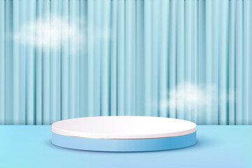 3D Podium. Abstract scene background. Product presentation, mock up, show cosmetic product, Blank Podium, stage pedestal or platform. 3D Vector. Render