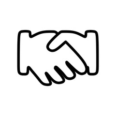 Handshake sign of agreement outline icon, vector illustration in trendy style, isolated on white background. Editable perfect graphic resources for many purposes.