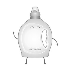 Cute detergent bottle character vector illustration, in trendy flat cartoon design style, isolated on matching background. Editable graphic resources for many purposes.