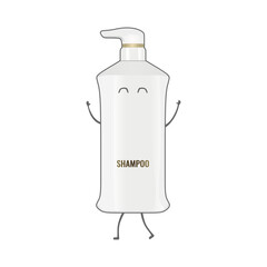 Cute Shampoo bottle character vector illustration, in trendy flat cartoon design style, isolated on white background. Editable perfect graphic resources for many purposes.