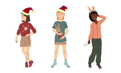 Traditional winter holiday celebration. Isolated on white background