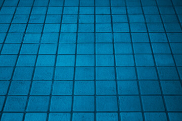 blue tile floor for pattern and background. colorful Tiled room.Background with square tiled floor.