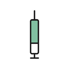 Syringe medical icon, vector illustration in two color trendy design style, isolated on white background. Perfect editable graphic resources for many purposes.