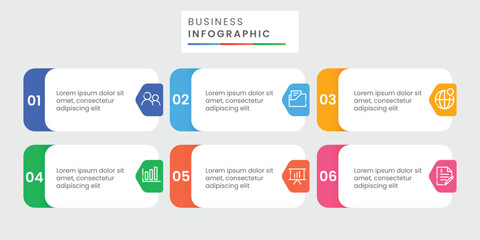 Fototapeta premium Six steps modern infographic template