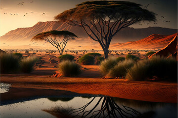 Beautiful Africa landscape, Generative Ai