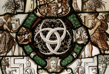 Stained glass in Ecouen castle, Ecouen, France