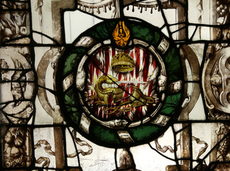 Stained glass in Ecouen castle, Ecouen, France