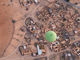 View of the city from the hot air balloon