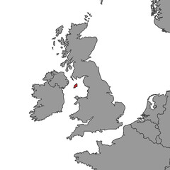 Isle of Man on world map. Vector illustration.
