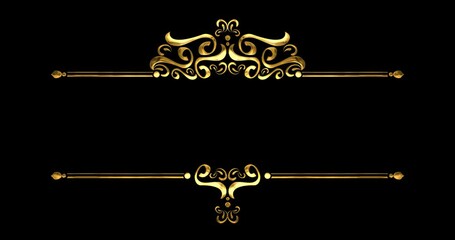 Vintage golden Title Border Frame For Design Elements lower third Animation on the black screen alpha channel. Suitable for the lower third, videos, invitations, greetings, celebrations, and festivals - Powered by Adobe