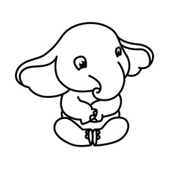 Cute elephant cartoon characters vector illustration. For kids coloring book.