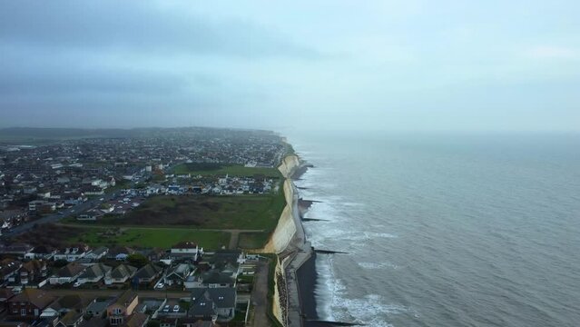 Aerial view residential town and neighbourhood in Brighton, England