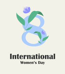 International Womens Day. IWD. 8 march. Postcard with inscription for web, networks, media. Eps 10