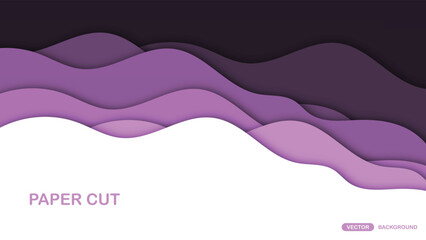 Paper cut background with wavy layers in Purple. Abstract design for brochure, flyer, magazine, business card, branding, banner, header, book cover, notebook vector background