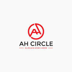 AH initial Circle red logo vector image