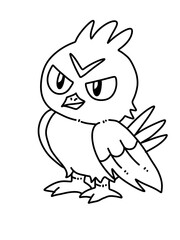 black and white of cute bird cartoon