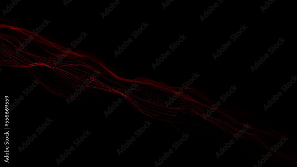 Poster textured wave of particles. visualization of technological connections. molecular connection of part