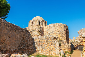 The church of St. George from the Byzantine period - Inner Fortress in Alanya Castle, Southern Turkey.