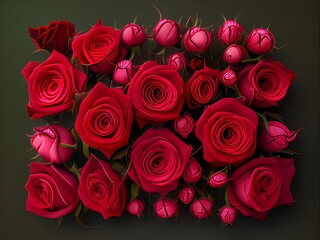 Generative AI,close-up of red roses bouquet