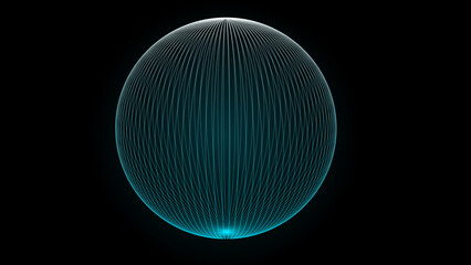 Global connections of particles in the technological sphere. Sphere of digital connections. Abstract detail technology in a networked world. 3d rendering.