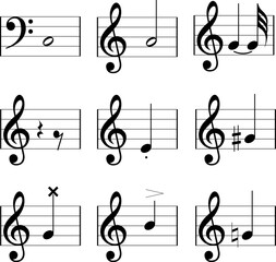 Fototapeta premium Music notes icons set. Vector symbols
