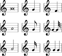 Fototapeta premium Music notes icons set. Vector symbols