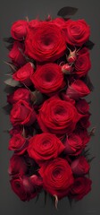 Generative AI,close-up of red roses against gray background