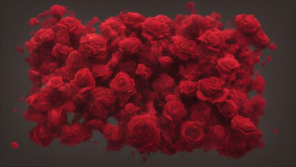 Generative AI,close-up of red flowers against black background