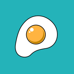 The illustration shows a broken chicken egg. Image of scrambled eggs. Simple vector illustration for design.