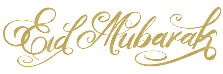 Eid Mubarak hand writing letterings with golden ink