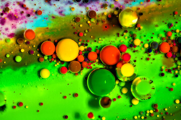 Obraz na płótnie Canvas Macro Photography with Milk, Oil and Food Coloring