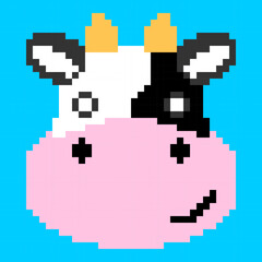 Fototapeta premium Pixel art of Animal, cow block design