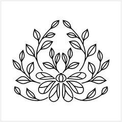 Doodle flower with leaves isolated. Coloring page book design. Sketch vector stock illustration. EPS 10
