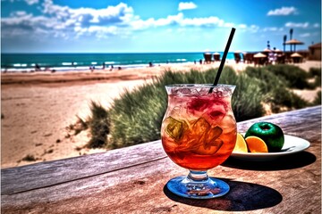 Summer Cocktail - Zahora beach - Andalusia Spain. Generative AI