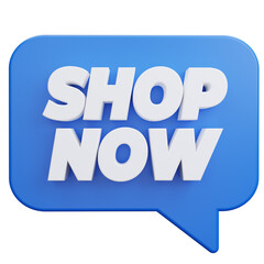 Shop now promotion bubble chat 3d illustration