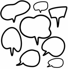 set doodle of speech bubbles. dialog, talk, balloon, text, communication, comic, chat, thought, dialog, comic, message, symbol, icon. vector design illustration