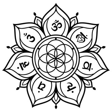 Chakra pattern Flower of life mandala with chakras. Sacred geometry Vector illustration