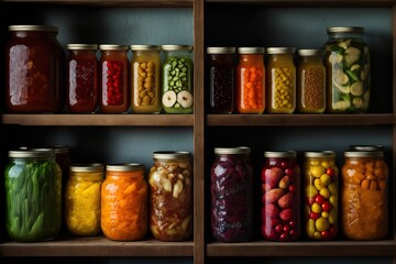 Fototapeta na wymiar jars of pickled vegetables. Generative AI