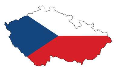Czech Republic Flag Silhouette Map