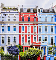 colourful victorian houses on Notting Hil, London.