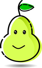 Happy cute smiling pear fruit. Mbe Style.