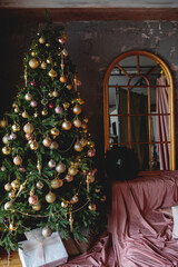 Christmas interior in  pastel colors