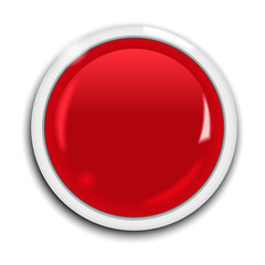 Red Push Button isolated on a white background. 3d rendering