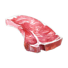 Raw meat watercolor illustration on black background