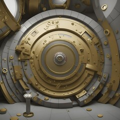 fortified, underground, bank vault of money and valuables, fantasy, ai