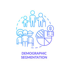 Demographic segmentation blue gradient concept icon. Age and gender. Type of market segmentation abstract idea thin line illustration. Isolated outline drawing. Myriad Pro-Bold font used